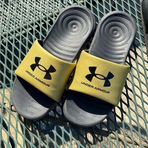 Under Armour Gold & Black Slide Sandals